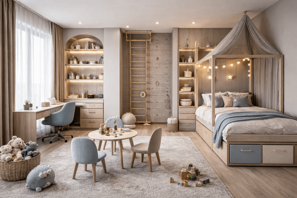зонирование детской комнаты для разнополых детей
